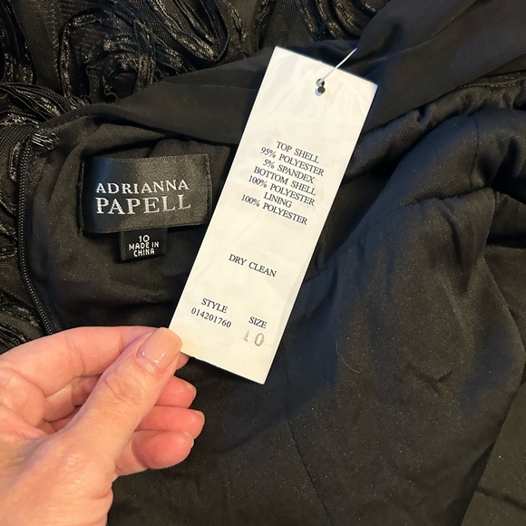 NWT Adrianna Papell Pleated Bodice Ribbon Rosette Cocktail Dress SZ 10 Black - Picture 7 of 7